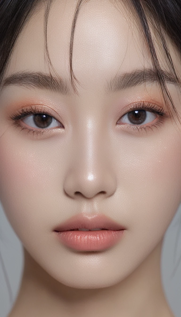 ultra wide shoot, front photo, elegant woman, (Photorealsitic)、(intricate detailes:1.2)、(masterpiece、:1.3)、beauty face, (top-quality:1.4)、(超A high resolution:1.2)、超A high resolution、(A detailed eye)、(detailed facial features), ((Realistic lighting、top-quality、8K、natural light, masterpiece:1.3))、bright photo, Clear focus:1.2、1girl in、flawless beauty:1.4、Superfine Face、big Narrow-eyed、double eyelid、photos realistic, perfect eyes, perfect skin, detailed skin, detailed face, looking viewer, front view, potrait, raw photo, simple soft pink background, (intricate detailed skin textured:1.4) front view, looking viewer, clear face, 1 girl、porate、Bright and very beautiful face、beautiful girl, A stunning close-up portrait showcasing the beauty of a Korean model. The composition features soft, natural lighting , bright eyes, and striking cheekbones. Her glossy, The background is simply black background, wear black sweetshirt, neat hair, long hair, instagram model, profil picture, bright and natural