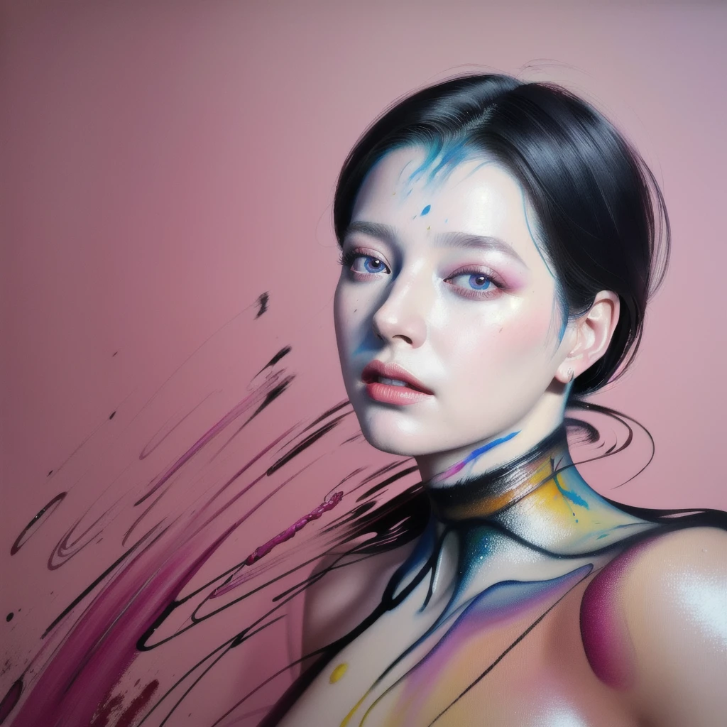 Android Beauty, Powerful paintings inspired by Francis Bacon, Ultra-realistic surrealism, Hyperrealism, fear, art, hyper real painting, Realistic illustration painting, カラフルなHyperrealism, Hyper-realistic digital art