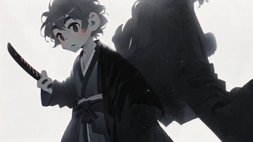 ((masterpiece, high quality, best quality, 8k, high resolution)), solo, ((monkey)), {{monkey tail back}}, ((detailed eyes, black eyes, looking away)), ((very surprised)), ((old samurai suit, old samurai pants, katana in hand)), (upper body), (standing), grainy footage, very grainy image, vhs screencap, grainy picture, old footage, disney, Detailed drawing, ((white background, simple background)), ((((Saru to kani Gassen anime style)))), (((monochrome color, grayscale))), old animation 1917, VHS, Noise, (anime 1917 style), (old anime style).