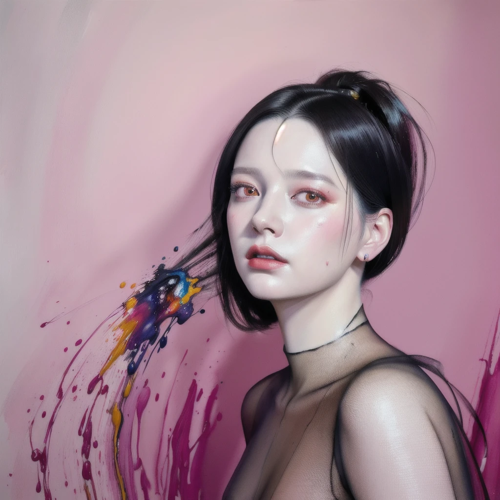Android Beauty, Powerful paintings inspired by Francis Bacon, Ultra-realistic surrealism, Hyperrealism, fear, art, hyper real painting, Realistic illustration painting, カラフルなHyperrealism, Hyper-realistic digital art