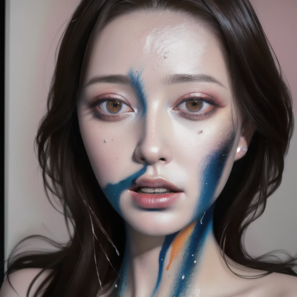 Android Beauty, Powerful paintings inspired by Francis Bacon, Ultra-realistic surrealism, Hyperrealism, fear, art, hyper real painting, Realistic illustration painting, カラフルなHyperrealism, Hyper-realistic digital art