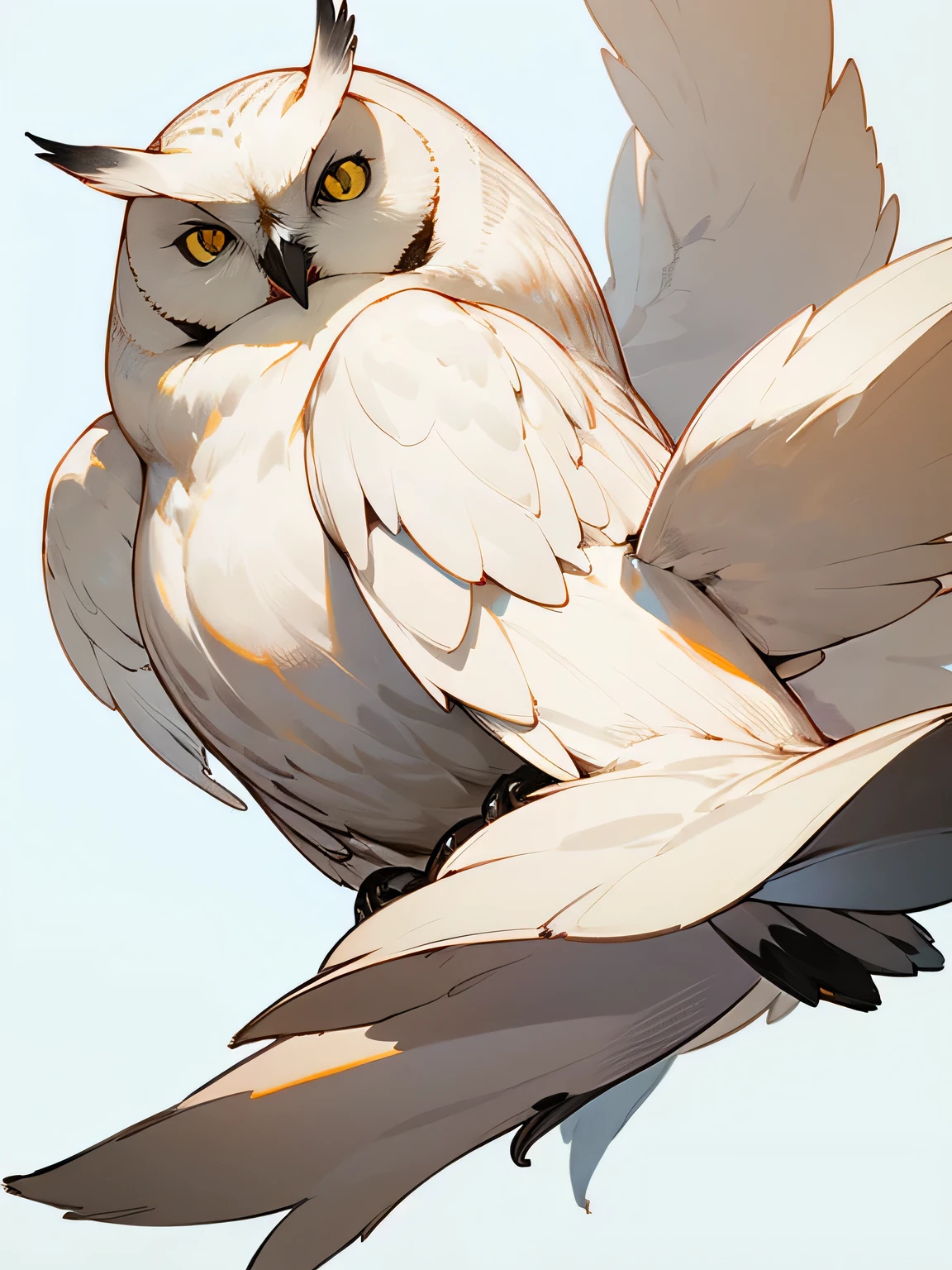 white owl,white simple background