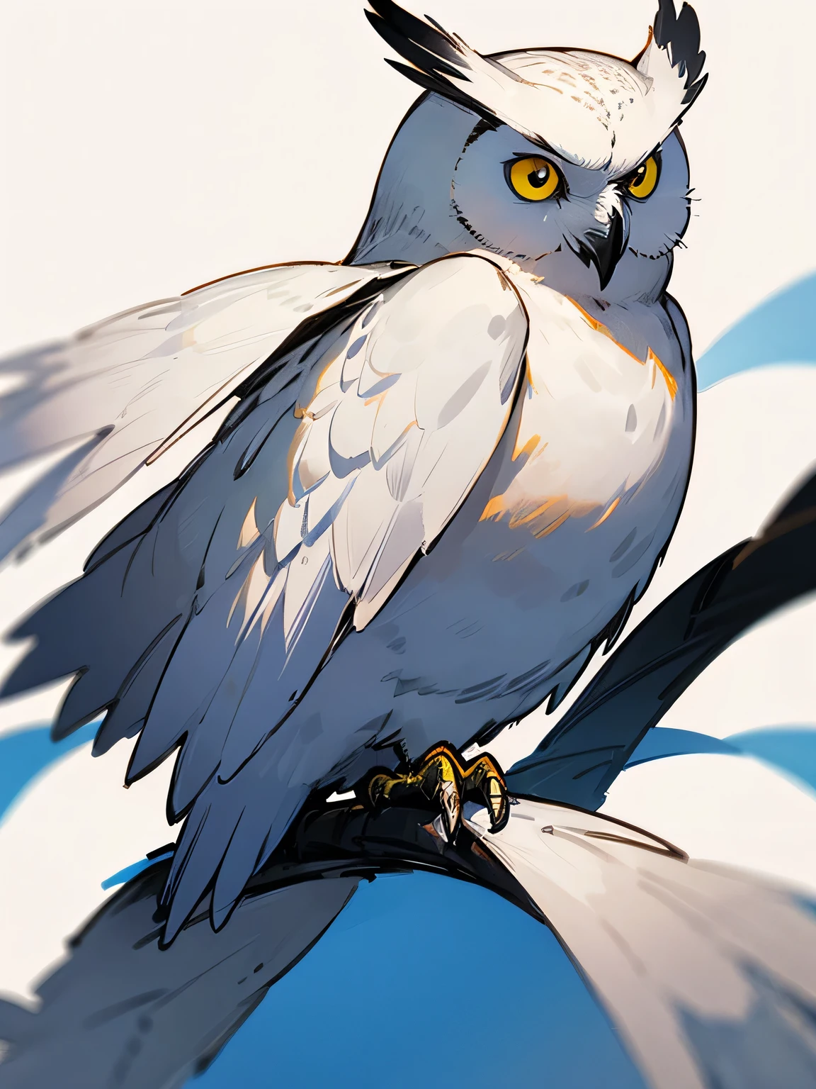 white owl,white simple background