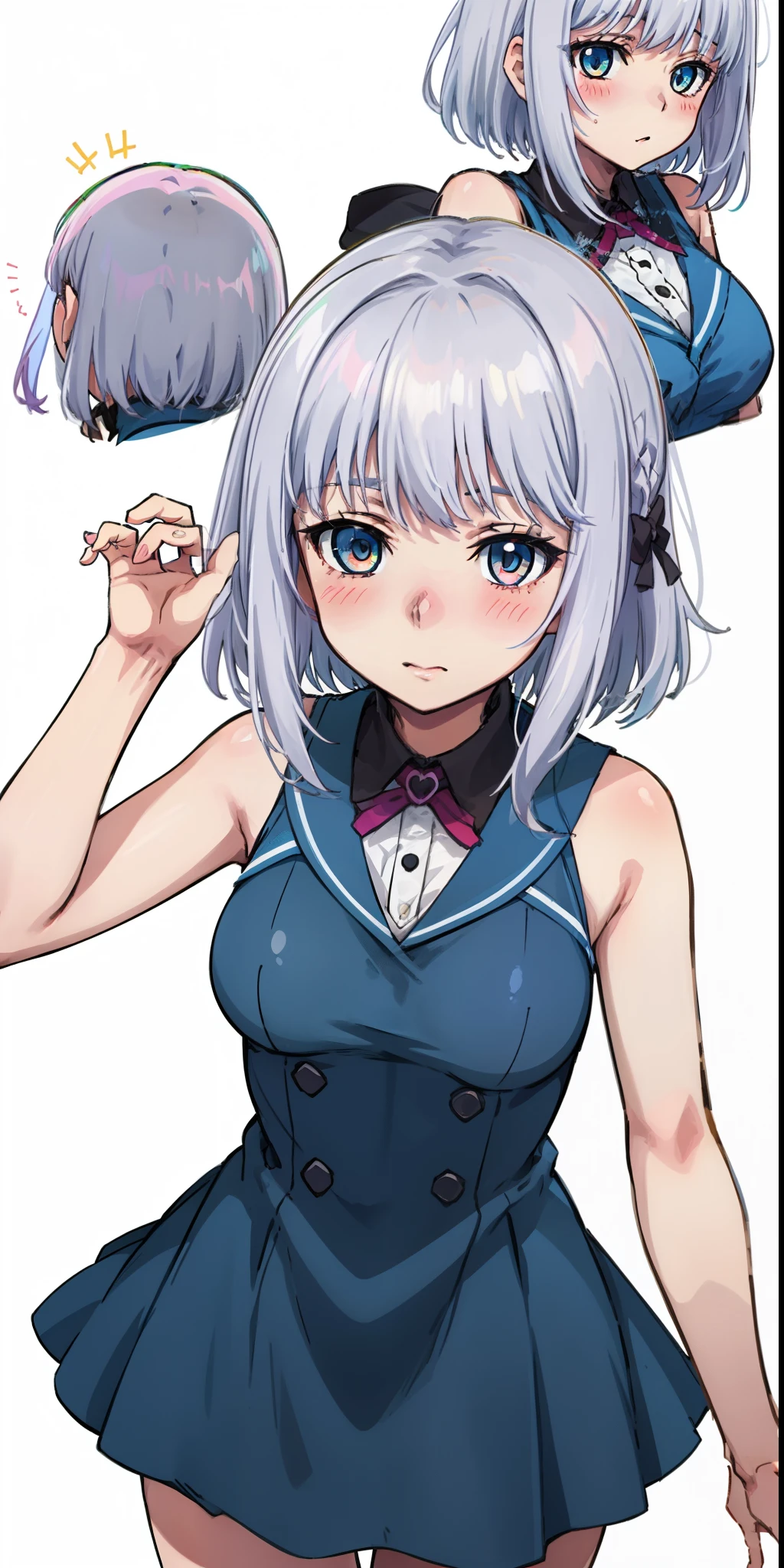 1 girl, kanon kanase, , blush, medium breasts, sleeveless,(( Multiple views)).