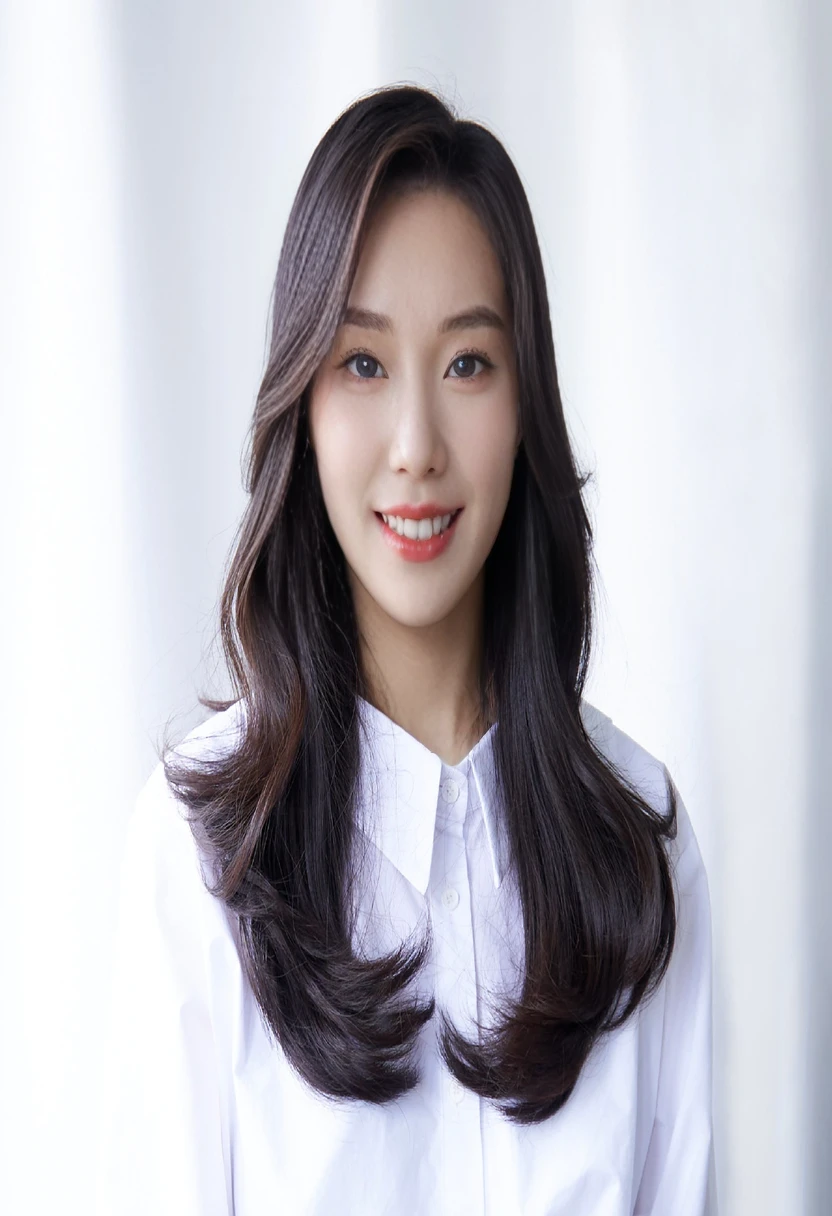 Best Quality, 8k, Masterpiece, (Portrait: 1.3), (photo realistic:1.4), (hyper realistic:1.4), Sharp Focus, looking at viewer, (smoother lighting:1.1), (increase cinematic lighting quality:0.9), realistic lighting, backlighting, light on face, ray trace, (brightening light:1.2), (Increase quality:1.4), sharp detail, (best quality real texture skin:1.4), finely detailed eyes, black_eyes, finely detailed face, 25 year old Korean woman