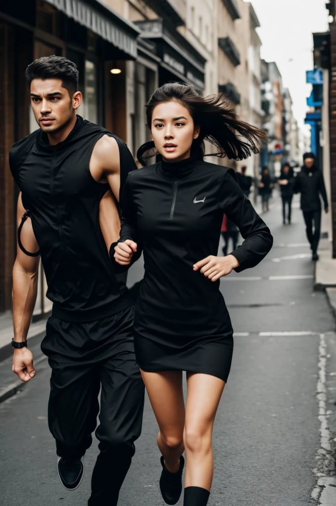 Girl being chased by a mysterious man in black