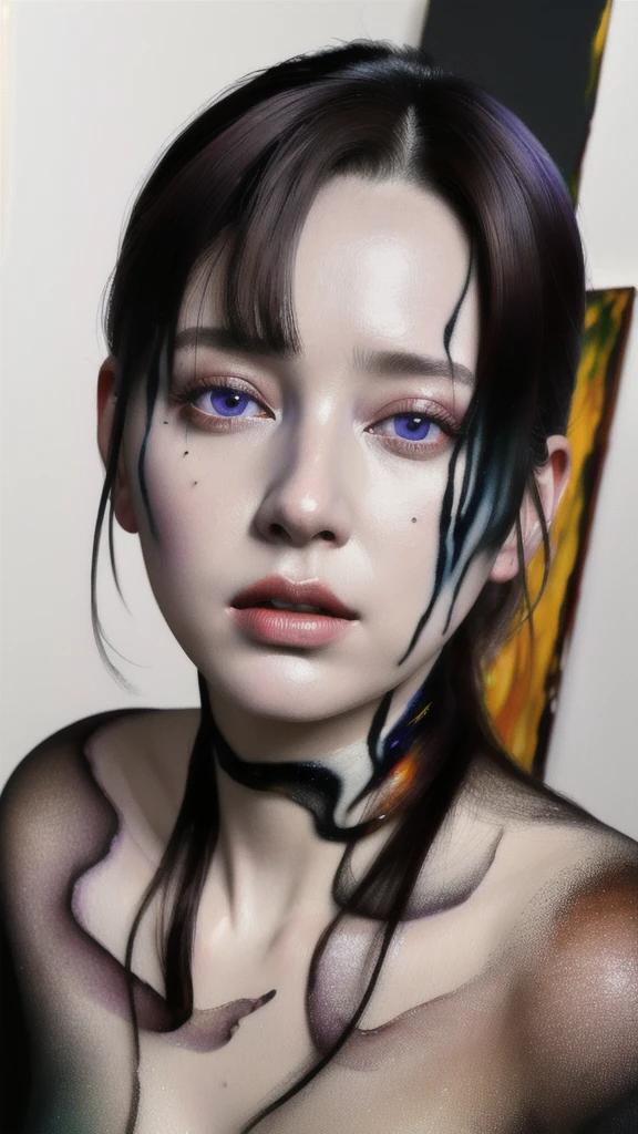 Android Beauty, Powerful paintings inspired by Francis Bacon, Ultra-realistic surrealism, Hyperrealism, fear, art, hyper real painting, Realistic illustration painting, カラフルなHyperrealism, Hyper-realistic digital art