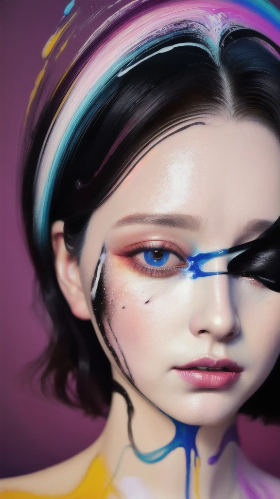 Android Beauty, Powerful paintings inspired by Francis Bacon, Ultra-realistic surrealism, Hyperrealism, fear, art, hyper real painting, Realistic illustration painting, カラフルなHyperrealism, Hyper-realistic digital art