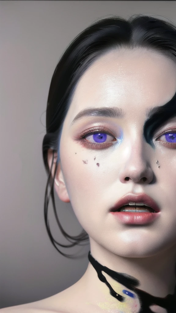 Android Beauty, Powerful paintings inspired by Francis Bacon, Ultra-realistic surrealism, Hyperrealism, fear, art, hyper real painting, Realistic illustration painting, カラフルなHyperrealism, Hyper-realistic digital art