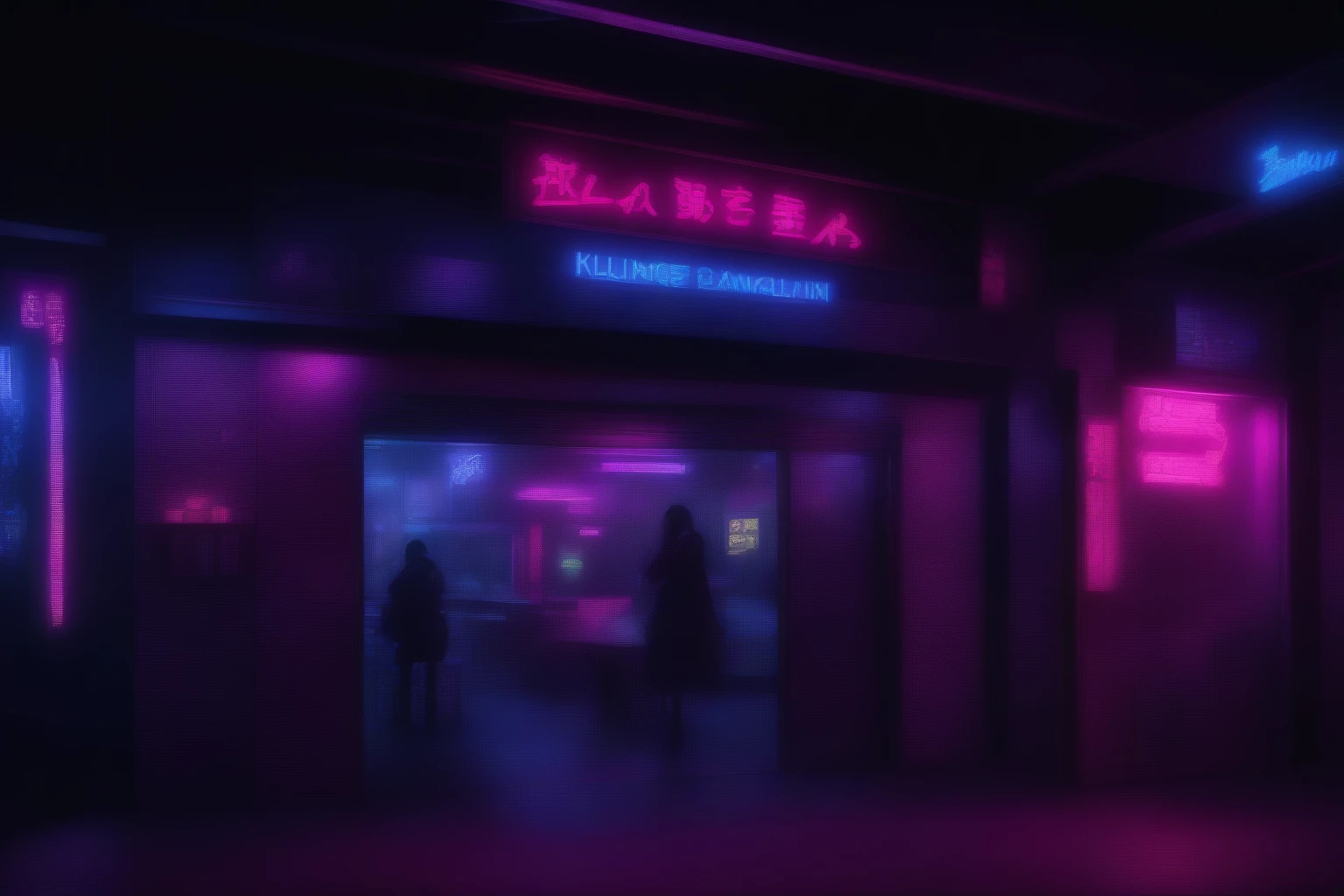 SIGNBOARD of a street club at night, cyberpunk