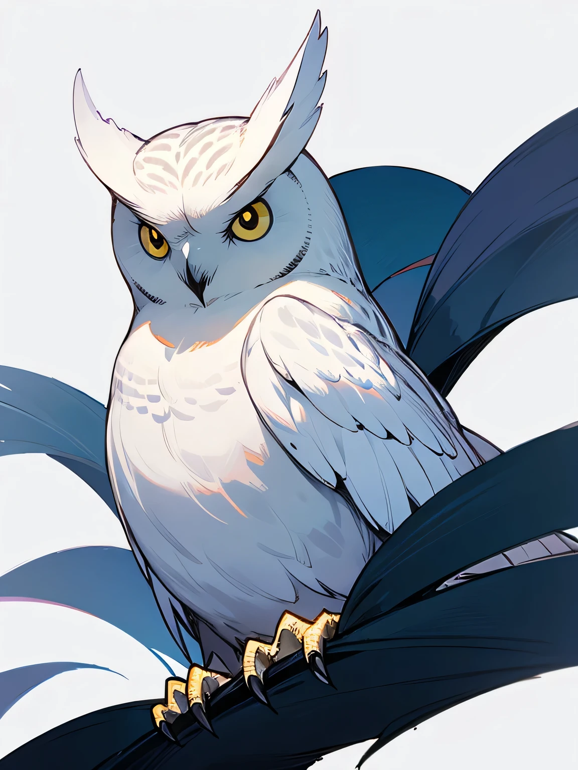 white owl,white simple background