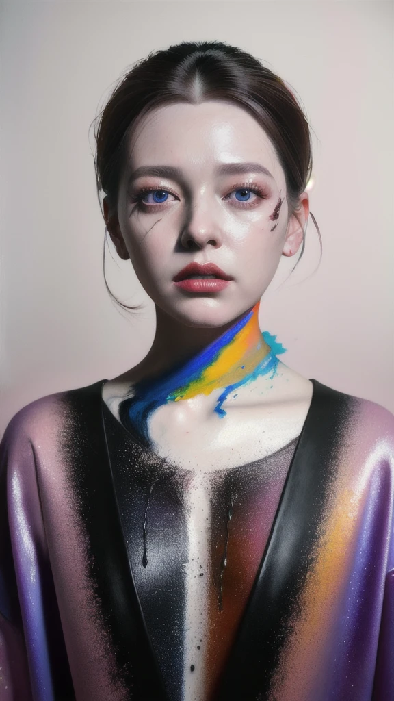 Android Beauty, Powerful paintings inspired by Francis Bacon, Ultra-realistic surrealism, Hyperrealism, fear, art, hyper real painting, Realistic illustration painting, カラフルなHyperrealism, Hyper-realistic digital art
