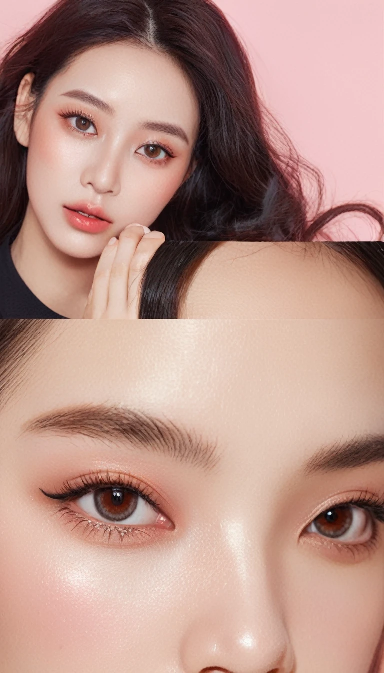 multiple faces, deformed features, distorted eyes, unnatural skin, excessive makeup, low quality, blurry image, noise, grain, text, watermark, signature, cut-off head, multiple people, anime style, cartoon style