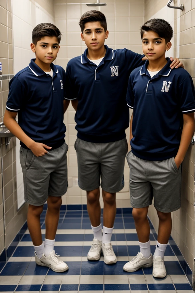 2 14 year old boys in the school bathroom 
