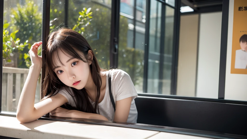 Exciting 、Peering sadly out the window、Cute 20 year old girl、Only I am unhappy