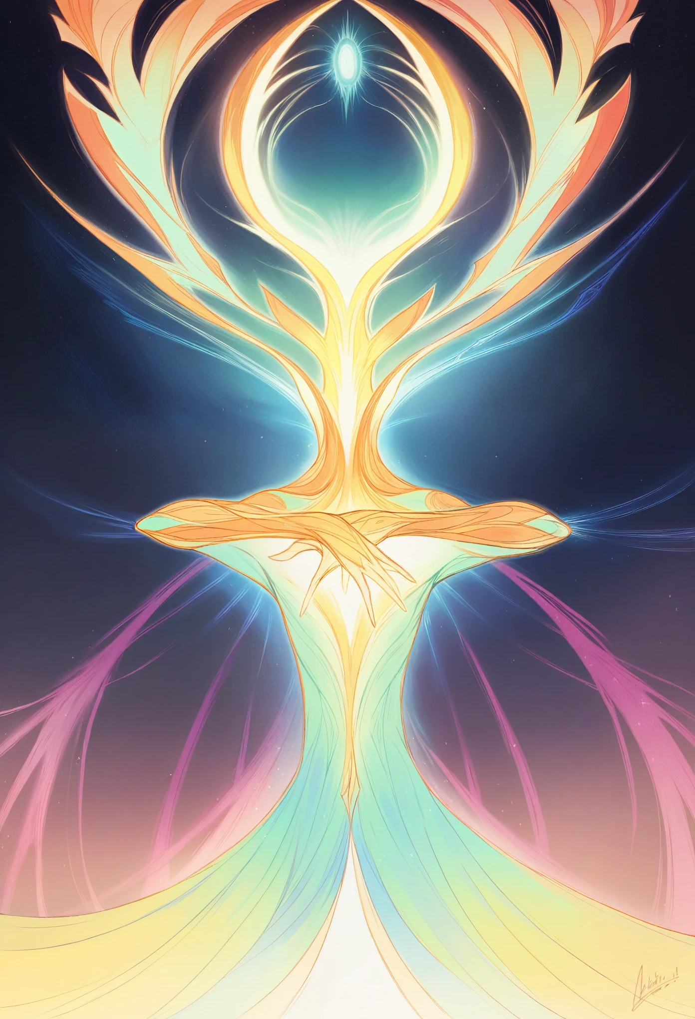 (masterpiece, top quality, best quality, official art, beautiful and aesthetic: 1.2), (woman), extremely detailed, (fractal art: 1.3), colorful, highest detail, perfect face, upper body, HDR, (praying: 1.3), (white layer gold lines: 1.2), galaxy, (light streaks), eye-catching images, (dynamic streaks, luminous trails: 1.2), vibrant colors