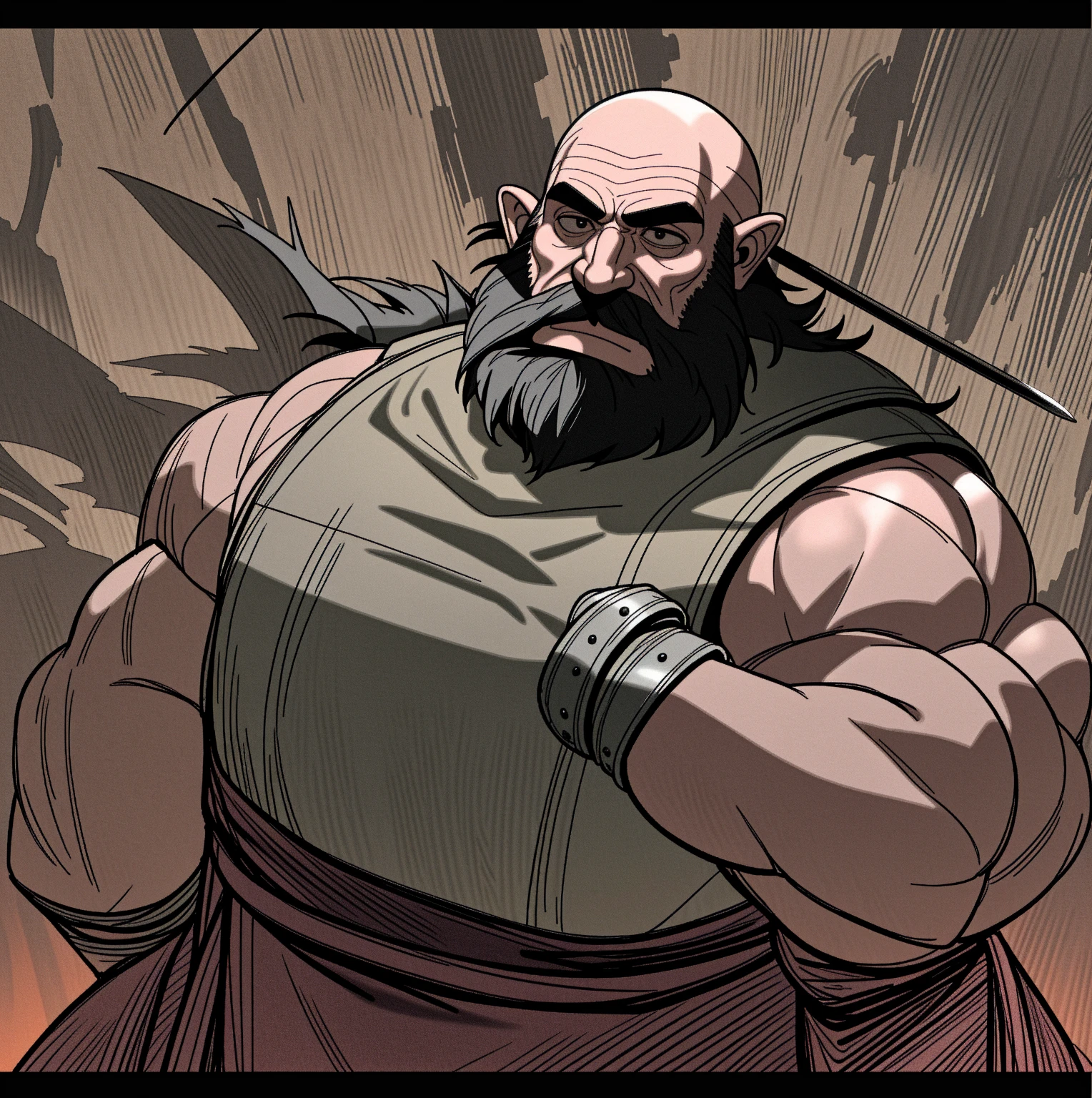 dndtoken, kratos, god of war, ((white background)) <lora:dndtoken_v101:0.85>