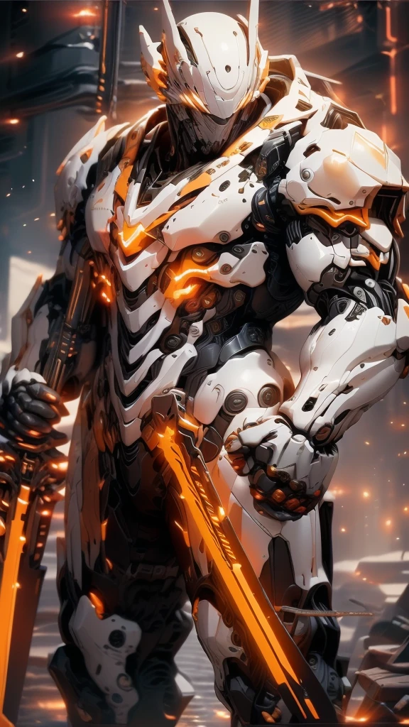 dark_fantasy,cyberpunk, (best quality, masterpiece),White,1 person,Mechanical wonder,Robots exist,cybernetic guardian,wearing a cybernetic jacket,City, Highest quality digital art, Amazing Art, 壁纸4K, Very detailed, military,, war zone,blacK and White, Highest quality digital art, Amazing Art, 壁纸4K,8K,K, HD, 無與倫比的masterpiece, Dynamic lighting, cinematic, epic, Mechanical parts damage
