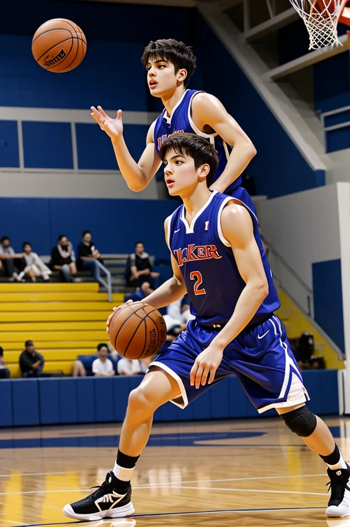 can you create ai images anime boy playing basketball on Jim national