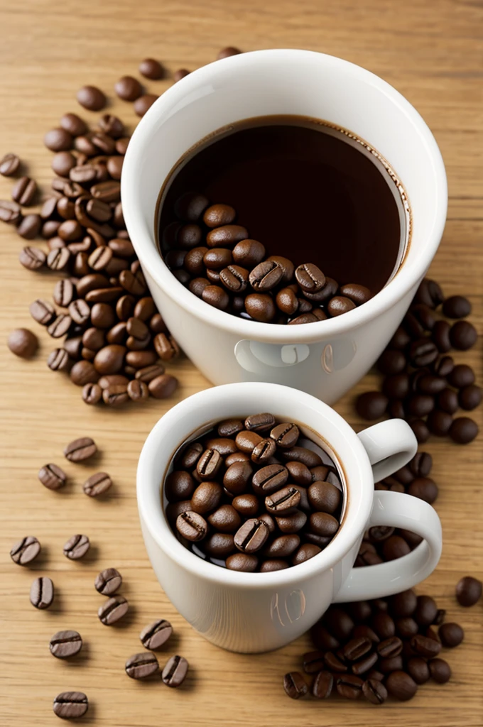 Cup of coffee made with coffee beans
