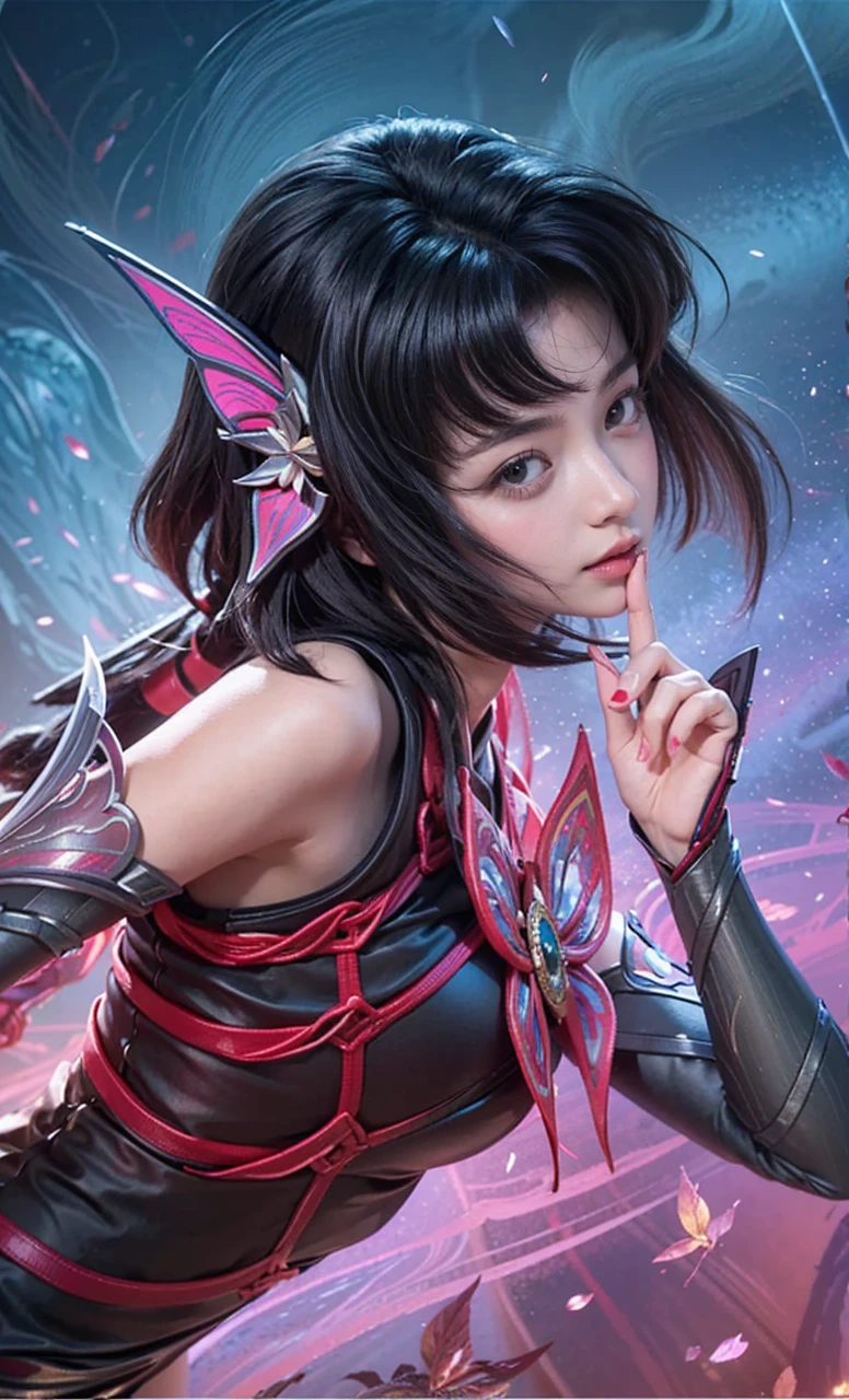 Game art，The best picture quality，Highest resolution，8K，(A bust photograph)，(Portrait from bust:1.5)，(Head close-up)，(Rule of thirds)，Unreal Engine 5 rendering works， (The Girl of the Future)，(Female Warrior)， 
20-year-old girl，(The warrior in ancient China)，An eye rich in detail，(Big breasts)，Elegant and noble，indifferent，(Smile)，
(The costume of Chinese swordsman elements，Costumes of ancient Chinese characters，A random pattern of clothing，Ribbon，Joint Armor，Rich dress details)，(Chinese Hanfu:1.3)，figure，Fantasy style，
Photo poses，Field background，Movie lights，Ray tracing，Game CG，((3D Unreal Engine))，oc rendering reflection pattern