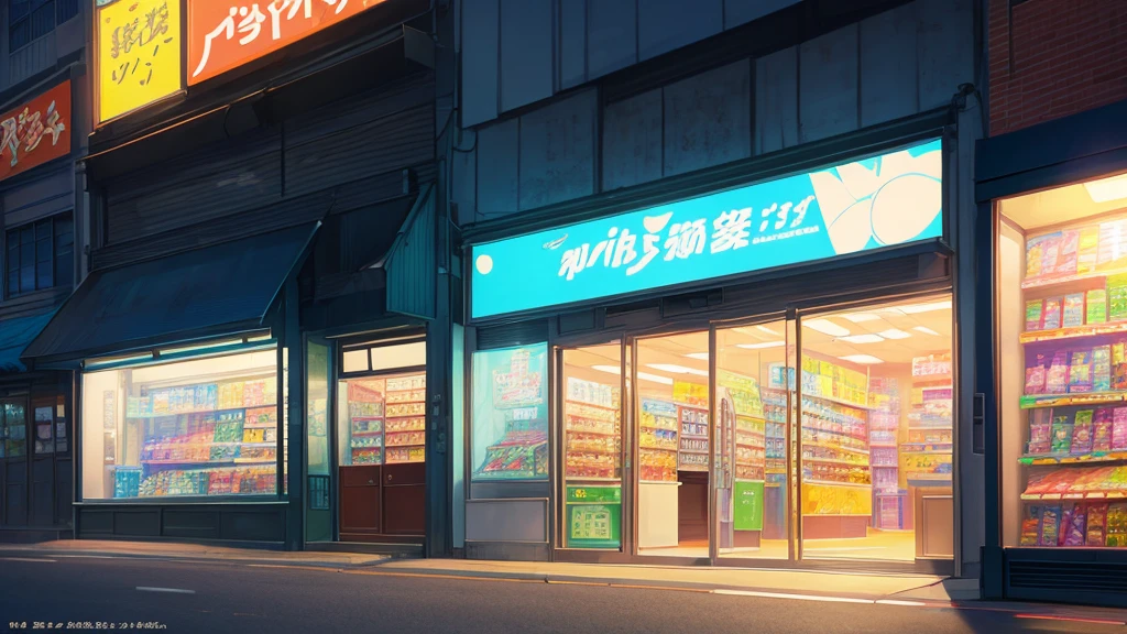 there is a vending machine in front of a store, convenience store, anime background art, style of makoto shinkai, high detailed store, in style of makoto shinkai, by Kose Kanaoka, studio glibly makoto shinkai, anime scenery concept art, by Yanagawa Nobusada, by Yoshihiko Wada, clean detailed anime art