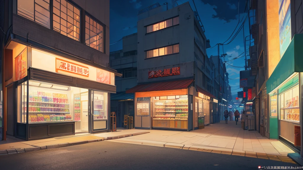 there is a vending machine in front of a store, convenience store, anime background art, style of makoto shinkai, high detailed store, in style of makoto shinkai, by Kose Kanaoka, studio glibly makoto shinkai, anime scenery concept art, by Yanagawa Nobusada, by Yoshihiko Wada, clean detailed anime art