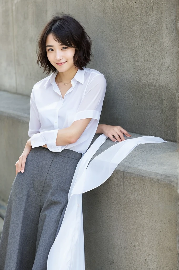 You are a professional photographer。future、Beautiful Eyes、 ((Highest quality)), Woman with beautiful face, (((One Girl,alone))), Very short hair、A light smile、,Accurate simulation of lightweight material interactions、perfect body,Isoyama Sayaka
