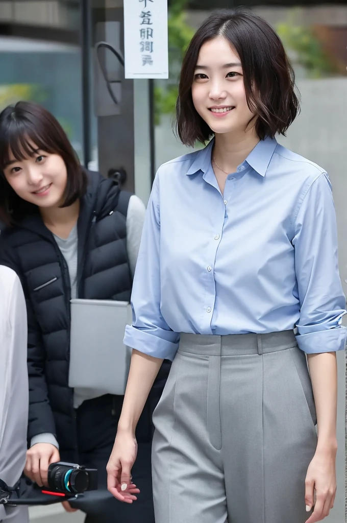 You are a professional photographer。future、Beautiful Eyes、 ((Highest quality)), Woman with beautiful face, (((One Girl,alone))), Very short hair、A light smile、,Accurate simulation of lightweight material interactions、perfect body,Isoyama Sayaka