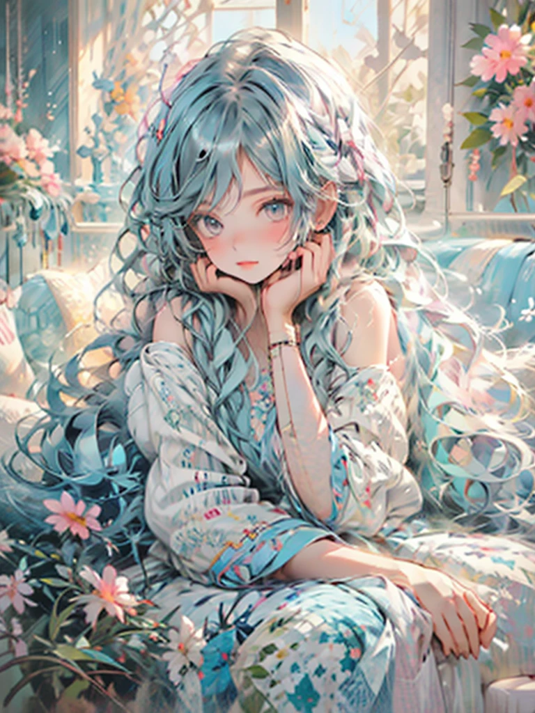 delicate Big eyes I have long hair Cute girl Pastel color clothes