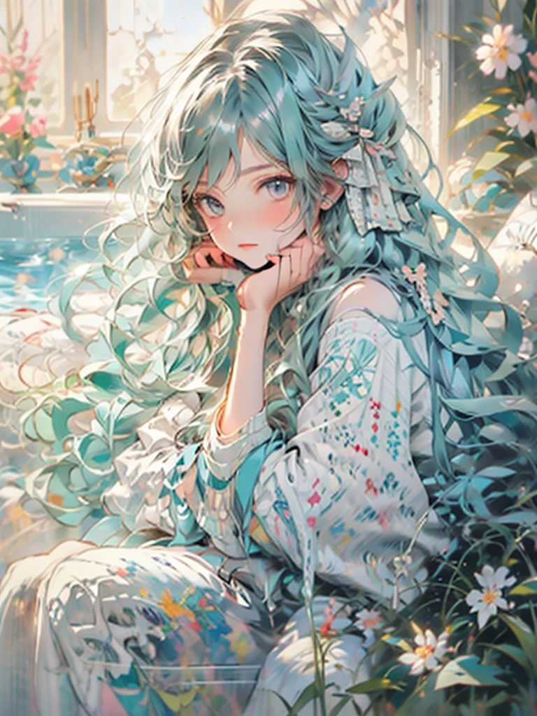 delicate Big eyes I have long hair Cute girl Pastel color clothes