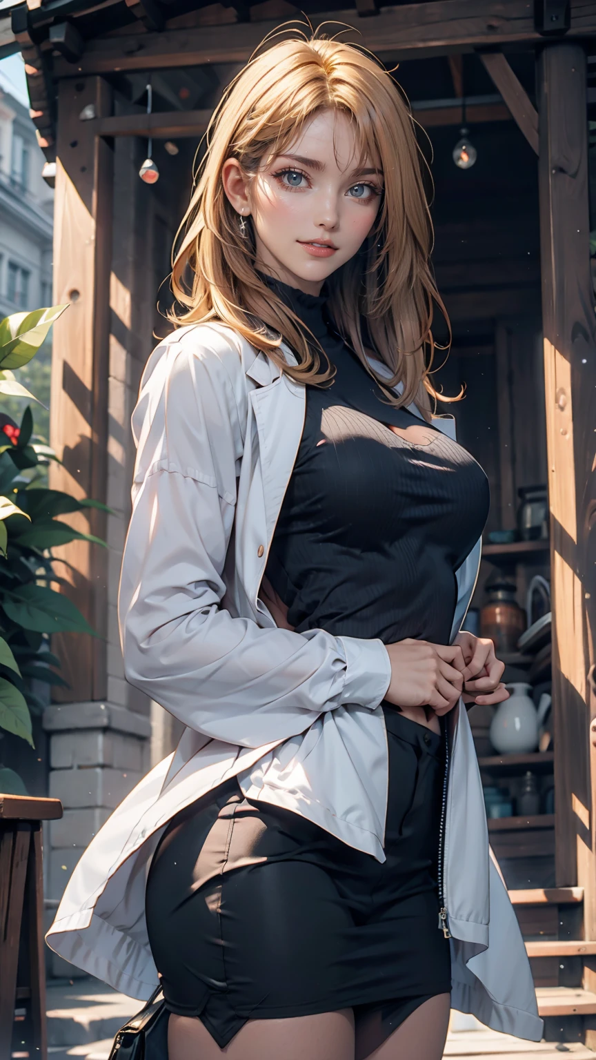 Christian AOT, One girl, alone, Krista Lentz, smile, Hair between the eyes, blue eyes, Blonde, Jacket, Medium Hair,
