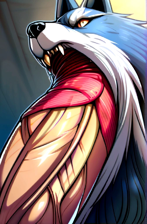 Muscular wolf with a huge penis