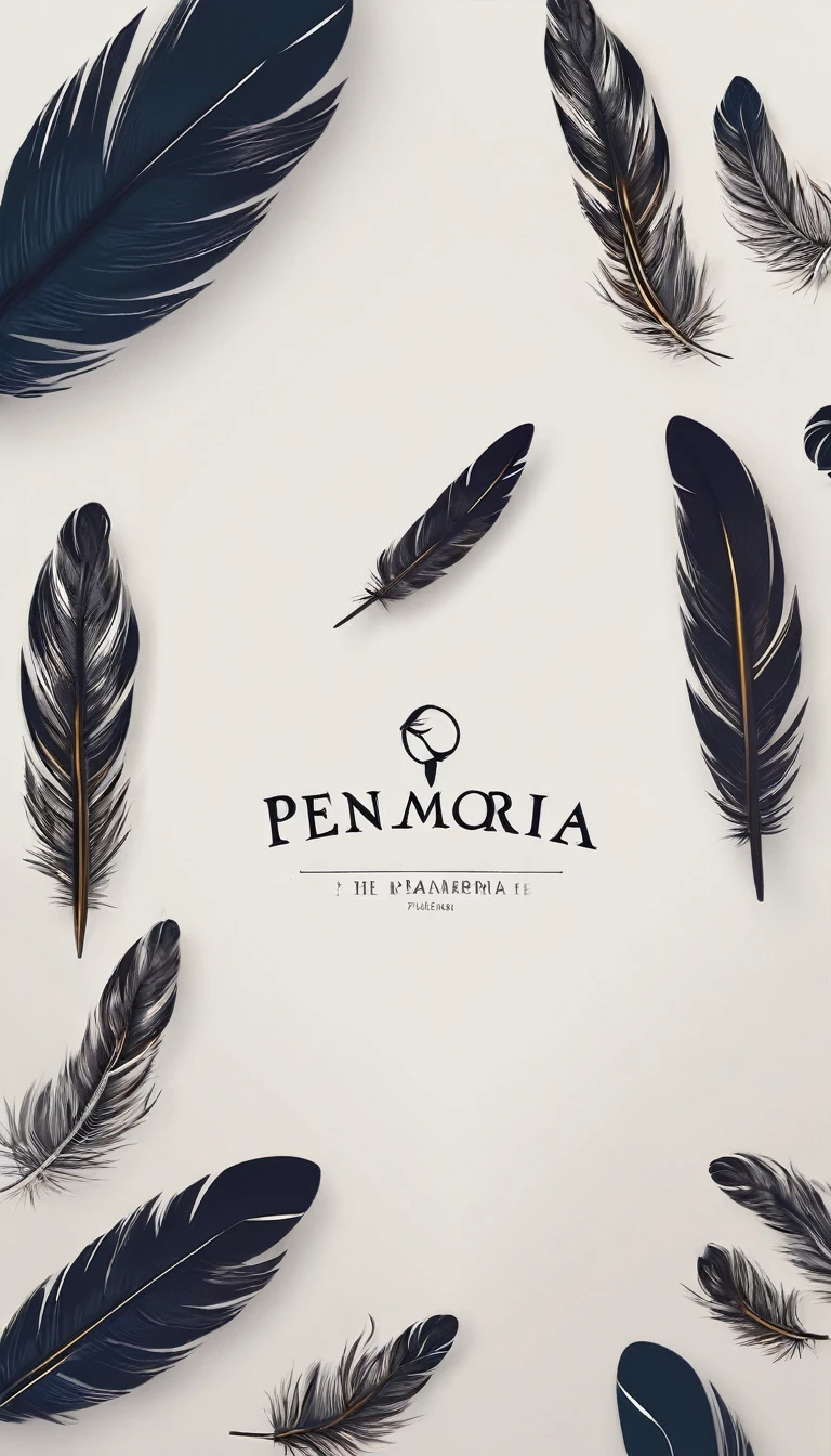 A minimal, modern, simple, cinematic logo design for the brand “Penamemoria". Create a modern, minimalistic, high-quality, logo of a boy inside a nest made of feathers. The logo must be a symbol for dreams, stories, memories, music and imagination.