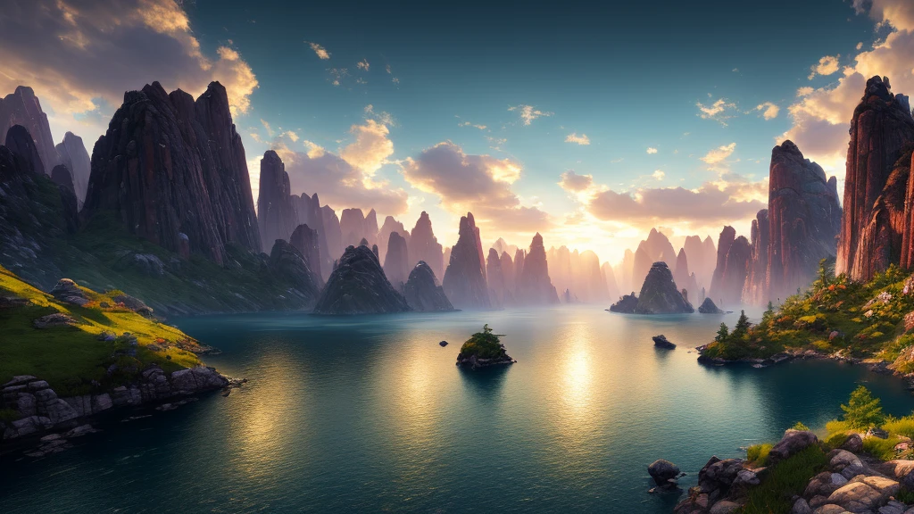 High quality, highly detailed CG unity 8k wallpaper beautiful landscape oil painting