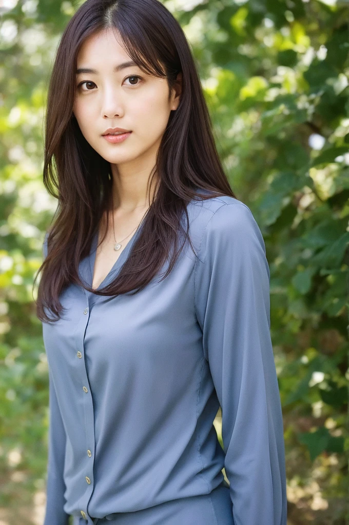 ((Highest quality)),Detailed image quality、Depth of written boundary:f4, Woman with beautiful face, perfect body,Mine Fujiko、Light clothing