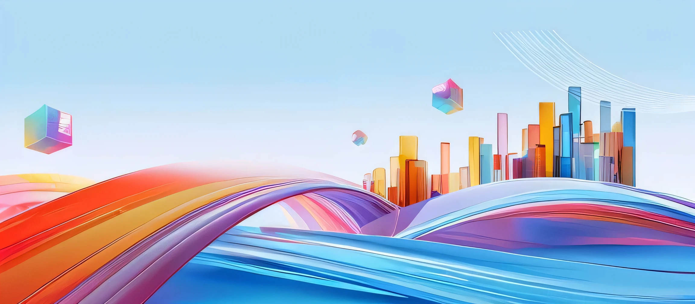 abstract Colored background with a city and a wave, Colorful city, Futuristic colorful shadows, Colorful digital art, Pastel colorful 3D, Cinema 4d colorful rendering, HD Wallpapers, Arte digital colorida, Energetic & Colored background, Energetic background, background Energetic, Energetic and dynamic, Colorful digital art, Colorful concept art, 4K HD illustration wallpaper