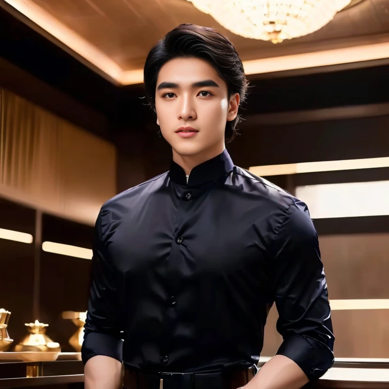Araaf man wears a Southeast Asian man with a round face.,Posing for pictures, handsome man,short black hair asian man, beautiful haraam man,stereoscopic 8k,45 high quality colored lights,000,000,000 pixels, photo, post-trade photo, animation, Portraitที่สวยงามสมจริง. Posing for pictures, Headshot profile picture, inspiration inspirationจากนิโคลัส มาร์ซิกาโน, Profile picture, Portrait, Headshot, inspiration, Headshotgraph,