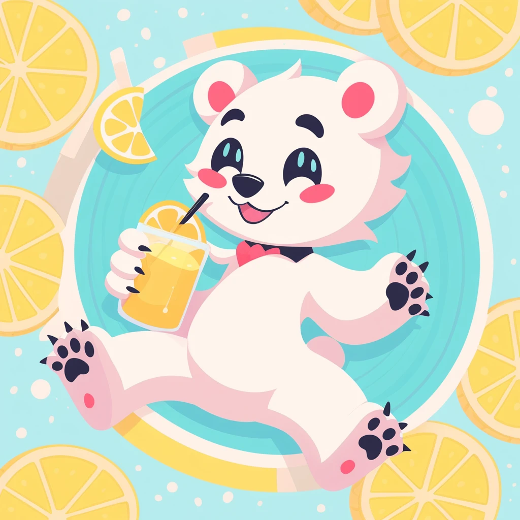 polar bear lemonade  in dadaism art style
