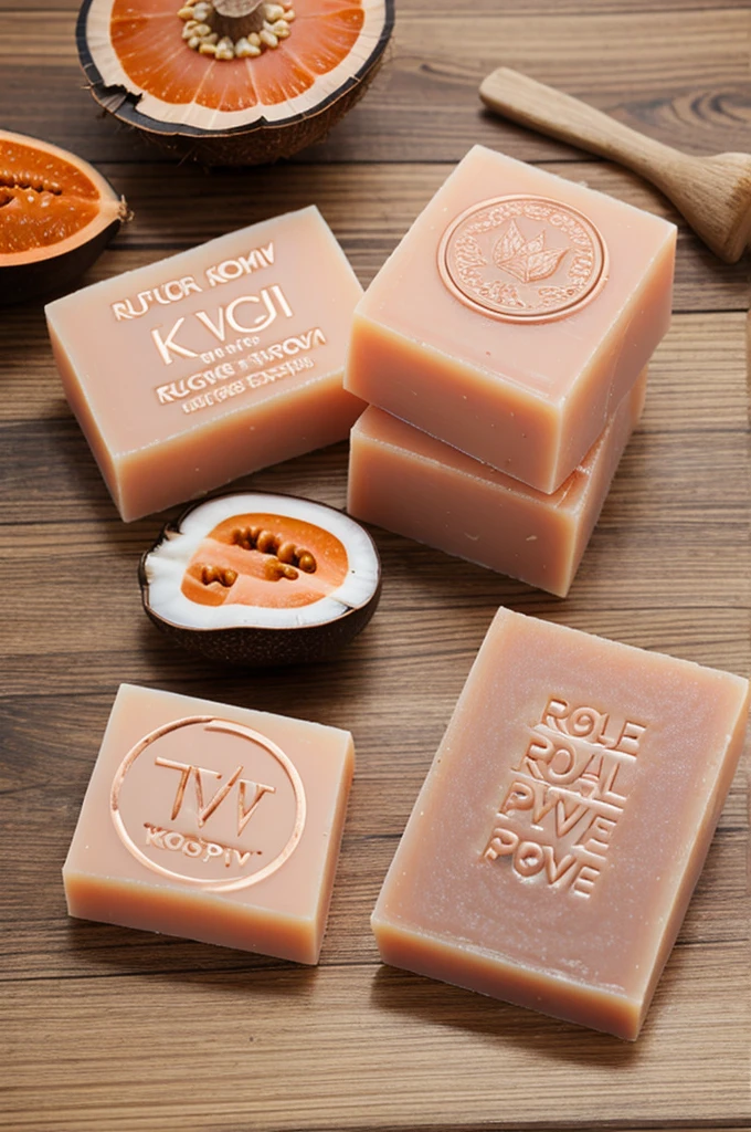 Rose gold Color "Rejuv Kojic Soap"with tagline "Power 3+" Papaya+Mushroom+Coconut 