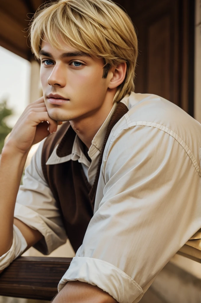 Blonde prince with dark brown eyes