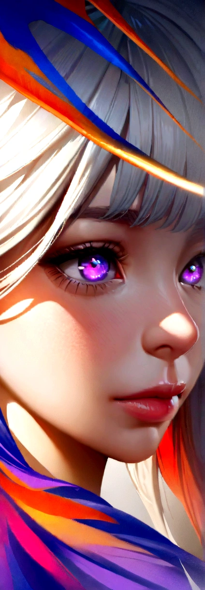 Best quality, Masterpiece, (Realistic:1.2), 1 girl, Detailed face, Beautiful eyes, (Masterpiece:1.2, Best quality), (fine detailed beautiful eyes: 1.2), (Extremely detailed Cg Unity 8K wallpaper, Masterpiece, Best quality, Ultra-detailed, Best shadow), (Detailed background), (Beautiful detailed face, Beautiful detailed eyes), High contrast, (Best illumination, An extremely delicate and beautiful),1girll,((colourful paint splashes on transparent background, Dulux,)), Dynamic Angle, beautiful detailed glow, full bodyesbian, Cowboy shot, White hair, Purple eyes, Best quality, Masterpiece, (Realistic:1.2), lotus flower, Glowing, In the night sky, Full of stars, The is very detailed, Ultra-high resolution, Ultra-high quality,