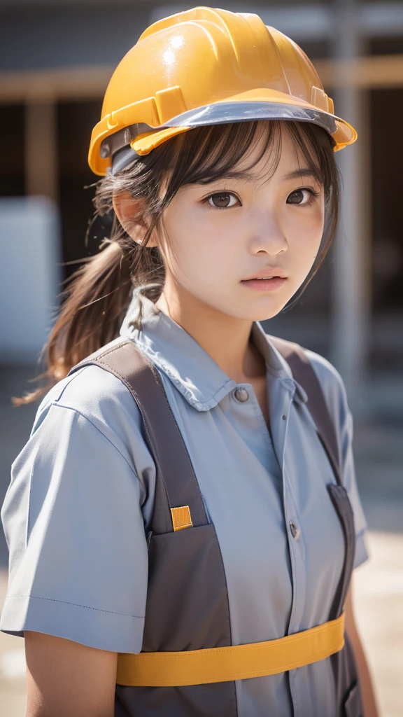 ((SFW: 1.4)),((Detailed face, Professional photography)), ((SFW, construction worker clothing, Pulling the hair back, 1 Girl)), Ultra-high resolution, (Realistic: 1.4), RAW Photos, Highest quality, (PhotoRealistic Stick), concentrated, Soft Light, ((15 years old)), ((Japanese)), (( (Young Face))), (surface), (Depth of written boundary), masterpiece, (Realistic), woman, bangs, ((1 Girl))
Front facing overall