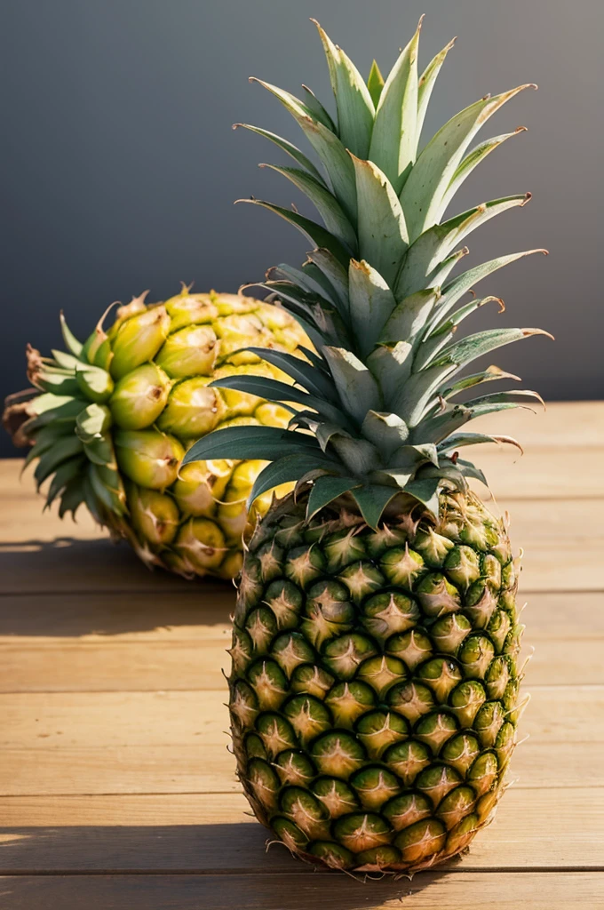 Create an image of one pineapple under another as if they were having sex