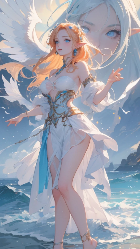 work of art, mythical effects, best resolution, ultra epic details, No defects, best result. better rendering, hair orange,
rosto angelical ( BEAUTIFUL ELF ), ( blue eyes ), pale skin, blushed face, bare feet, wearing medieval clothing, Nature in the background, gazing at viewer, determination position, ( serious expression), sculptural body, (( ultra detailed feet and hands )), ( Ultra well detailed and rendered face )