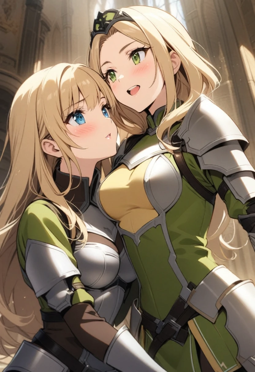 blonde girls in armor. kiss girls in the castle