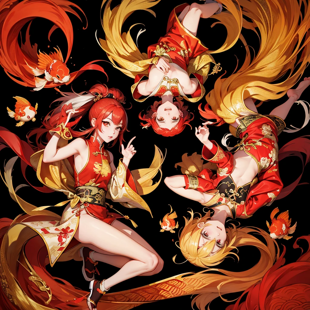 Koi,Chinese style,Chinese style,Mainly red,Gold is complemented,