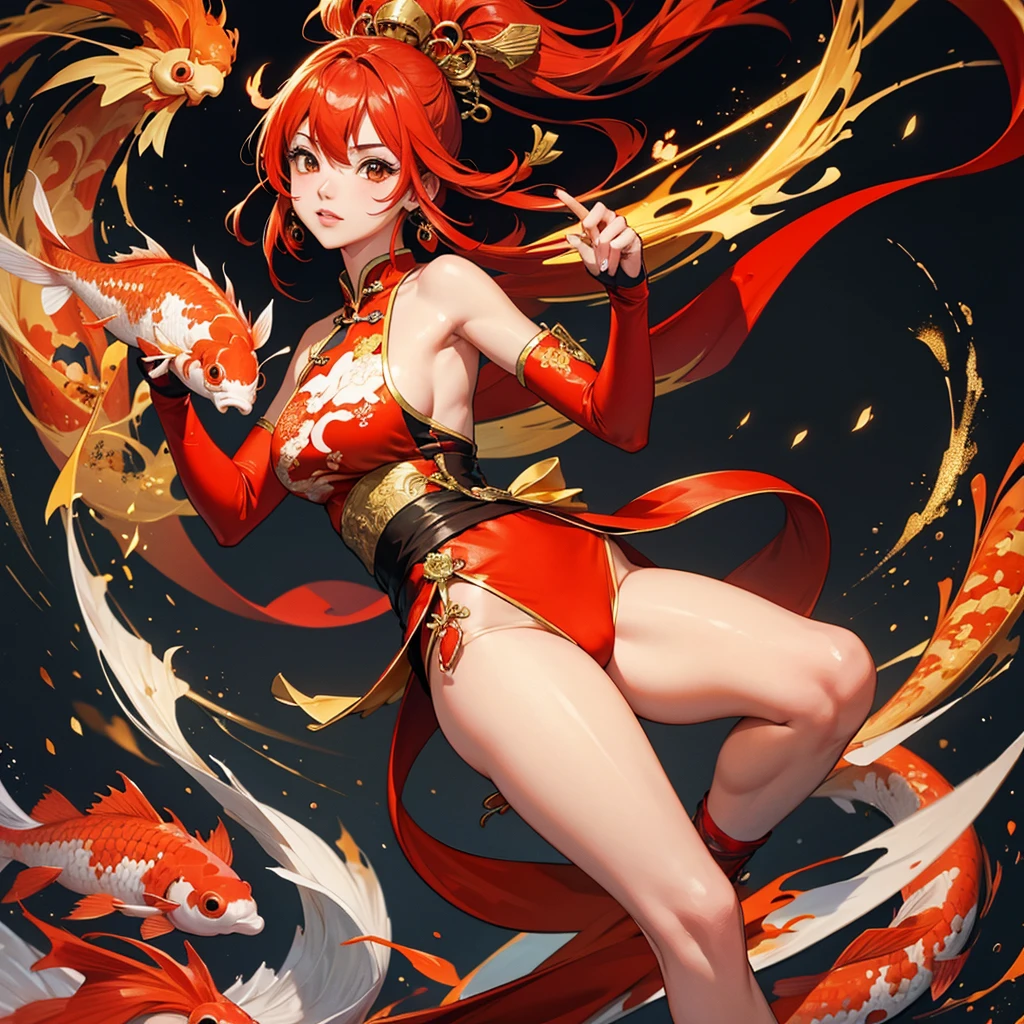 Koi,Chinese style,Chinese style,Mainly red,Gold is complemented,