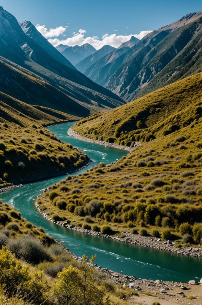 Landscape of mountains with a river