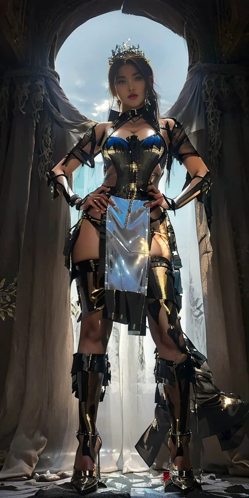Close-up of a naked woman,She posed for a photo, Full body photo of goddess, Goddess shot, Transparent, Beautiful witch, Succubus in tight skirt,Queen sexy high heels